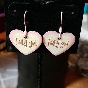Pink Heart Baby Girl Earrings